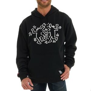 Keith Haring Black Dancing Barking Dogs Sweatshirt Hoodie XL